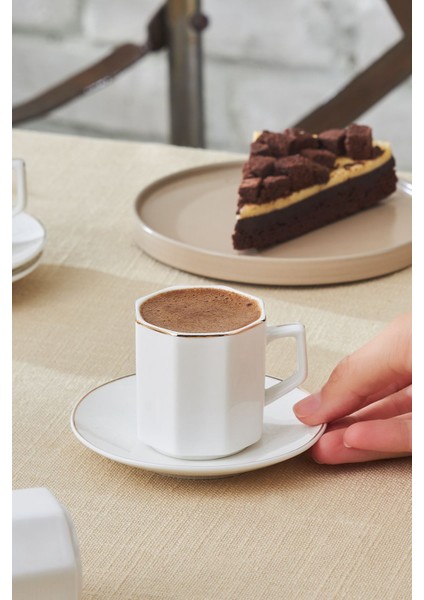 6 Kişilik Beyaz Kahve Fincan Takımı, 80 Ml, Şık ve Zarif Tasarım
