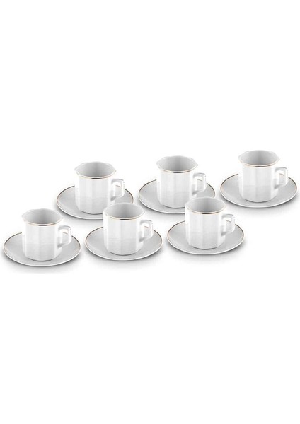 6 Kişilik Beyaz Kahve Fincan Takımı, 80 Ml, Şık ve Zarif Tasarım