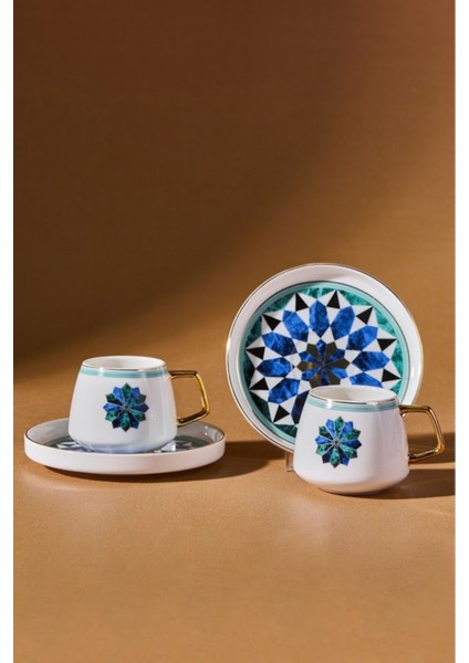 Iki Kişilik Mavi Kahve Fincan Takımı 90 Ml, Şık ve Kullanışlı Tasarım