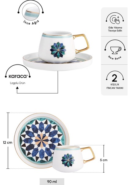 Iki Kişilik Mavi Kahve Fincan Takımı 90 Ml, Şık ve Kullanışlı Tasarım fiyatları