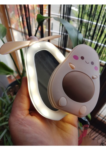 Sevimli Avokado Tasarımlı LED Işıklı USB Kablolu Mini Fan I Masa Üstü ve Boyun Kullanımı Vantilatör fiyatları