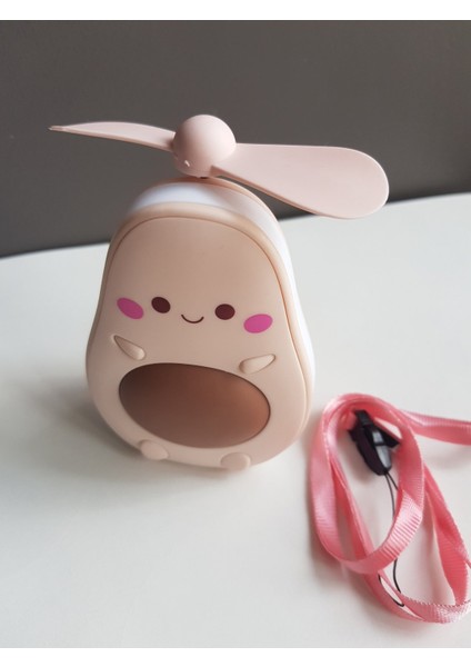 Sevimli Avokado Tasarımlı LED Işıklı USB Kablolu Mini Fan I Masa Üstü ve Boyun Kullanımı Vantilatör modelleri
