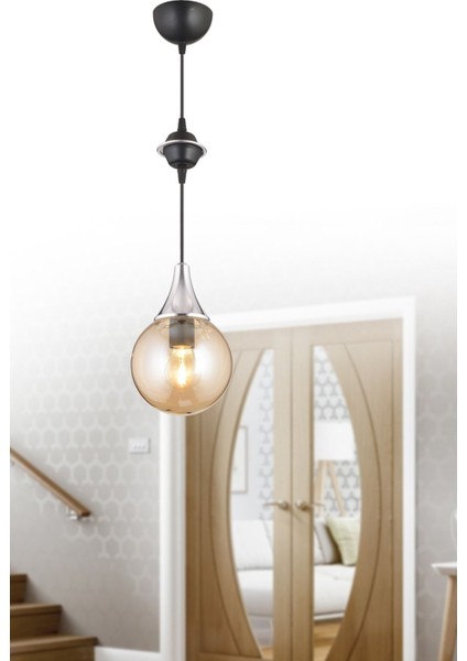 Şık Siyah Bal Glop Camlı Krom Modern Avize, Estetik ve Işıltı Sunar fırsatları