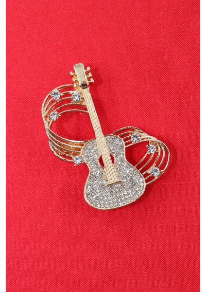 Zirkon Taşlı Melodili Gitar Broş. Yaka Iğnesi Gitar Broş. Erkek Broş. Kadın Broş. Gitar Broş. fiyatları