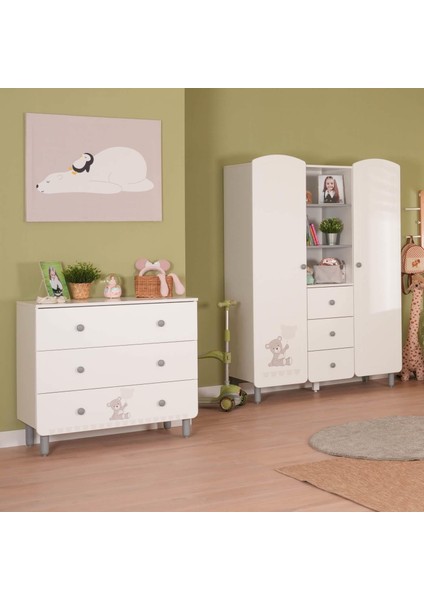 Sweet Bear Bebek ve Çocuk Odası Üç Çekmeceli Şifonyer