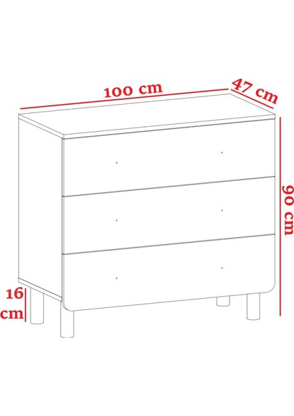Sweet Bear Bebek ve Çocuk Odası Üç Çekmeceli Şifonyer