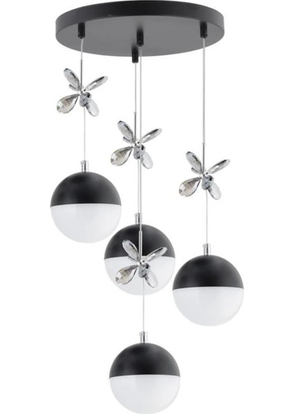 Kelebek 4'lü Siyah Modern Lüx Ledli Modern LED Avize fırsatları