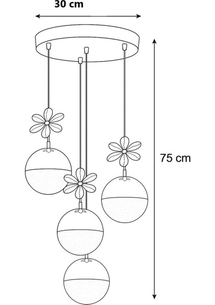 Kelebek 4'lü Siyah Modern Lüx Ledli Modern LED Avize