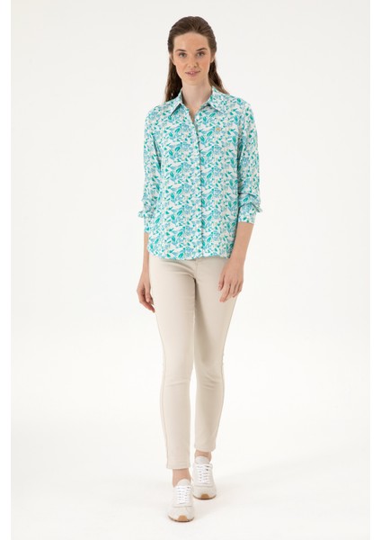 Kadın Mint Gömlek Desenli 50299289-VR090 fırsatları