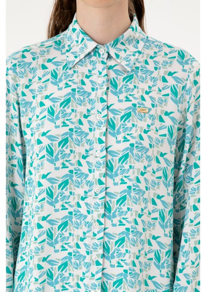 Kadın Mint Gömlek Desenli 50299289-VR090