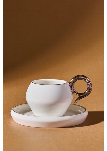 Çift Kişilik 135 ml Gümüş Renkli Kahve Fincan Takımı modelleri