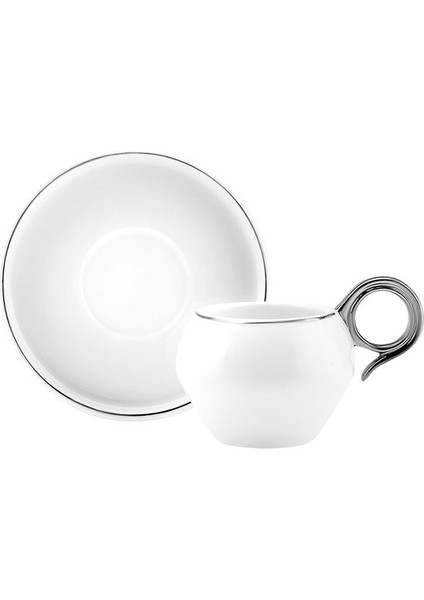 Çift Kişilik 135 ml Gümüş Renkli Kahve Fincan Takımı
