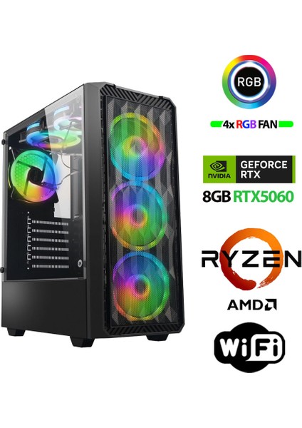 Velox X470 Ryzen 5 7600 32GB Ddr5 Ram 1tb M.2 Nvme SSD 8gb RTX5060 Masaüstü Oyuncu Bilgisayarı