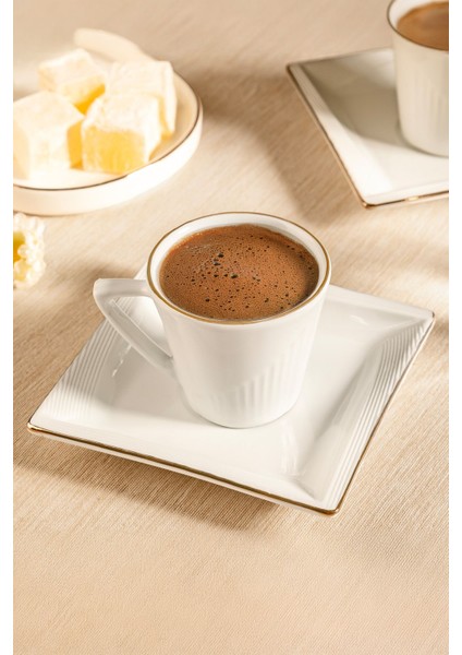 12 Parça Beyaz Porselen Kahve Fincan Takımı, Şık ve Zarif Tasarım fiyatları