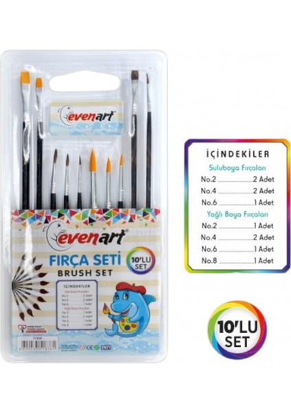 Suluboya ve Yağlı Boya Fırçaları ( 10' Lu Set)