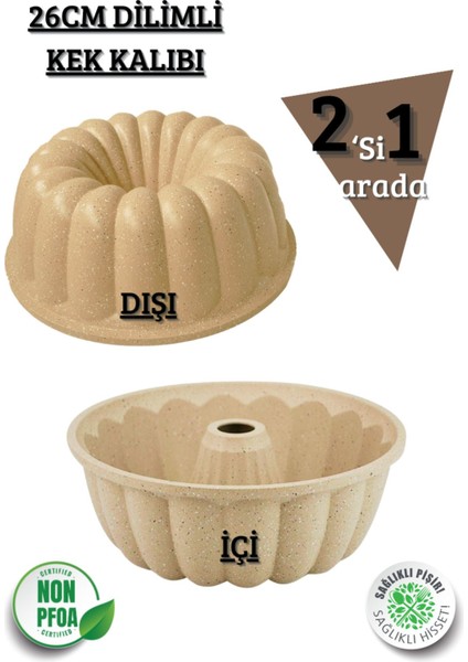 Alüminyum Döküm 2'li Dilimli ve Tart Kek Kalıbı, 26 Cm, Vizon Renk fiyatları