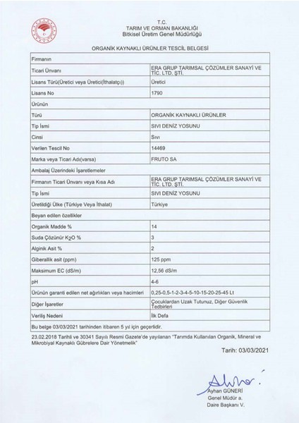 Fruto Sa Deniz Yosunu ve Amino Asit Içerikli Sıvı Gübre 5l modelleri