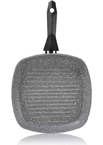 28 cm Gri Kare Izgara Tavası, Yanmaz ve Yapışmaz Özellikli Sağlıklı Pişirme
