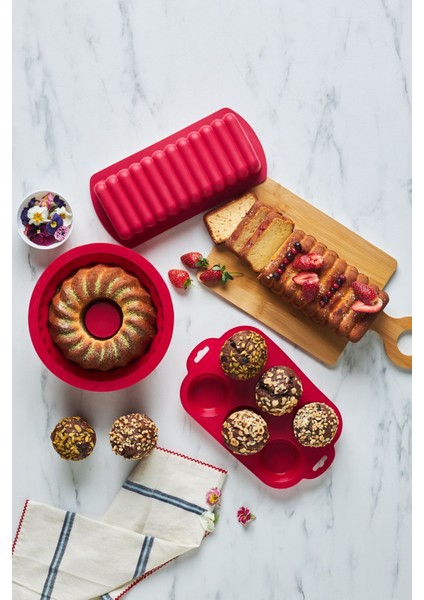 Silikon Kek Kalıbı Seti, 3'lü, Bordo, Esnek ve Dayanıklı, Pratik Kullanım fiyatları
