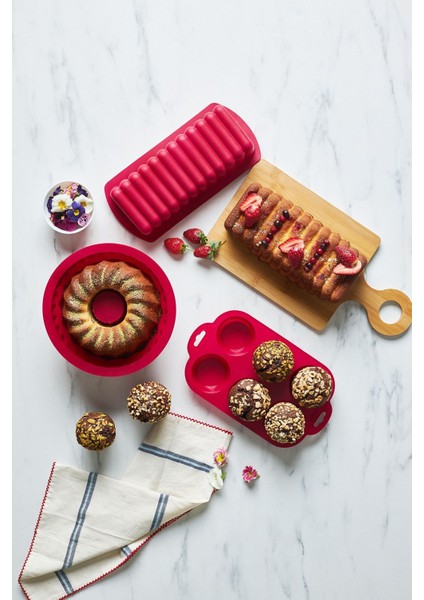 Silikon Kek Kalıbı Seti, 3'lü, Bordo, Esnek ve Dayanıklı, Pratik Kullanım modelleri