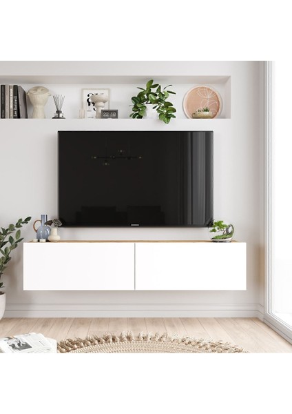 Aven Tv Ünitesi Tv Sehpası Kapaklı 140CM Çam-Beyaz AVE10-AW fiyatları