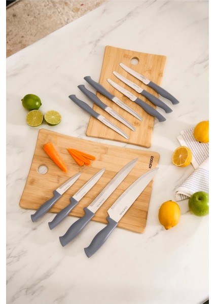 10 Parça Güçlü Bıçak Takımı Gri, Dayanıklı ve Şık Mutfak Seti