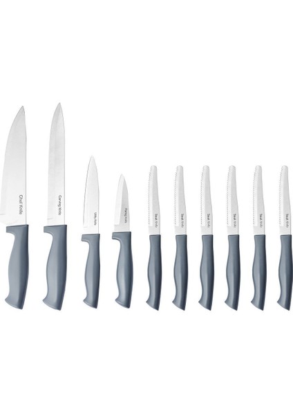 10 Parça Güçlü Bıçak Takımı Gri, Dayanıklı ve Şık Mutfak Seti indirimleri