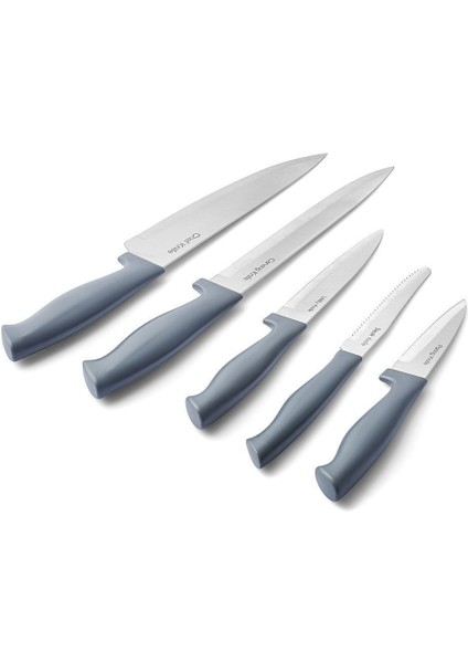 10 Parça Güçlü Bıçak Takımı Gri, Dayanıklı ve Şık Mutfak Seti