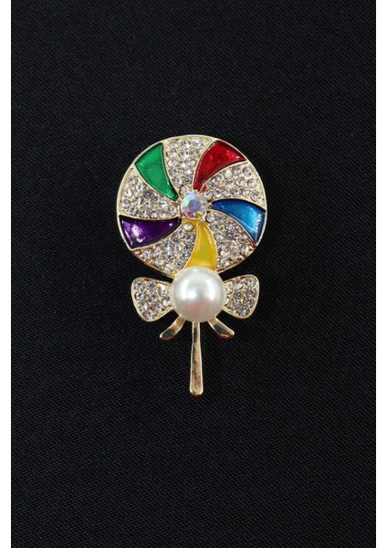 Lolipop Şekeri Incili Broş. Yaka Iğnesi Lolipop Broş. Taşlı Tasarım Broş. Kadın Broş. Lolipop Broş. fırsatları