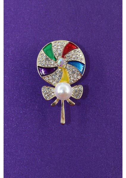 Lolipop Şekeri Incili Broş. Yaka Iğnesi Lolipop Broş. Taşlı Tasarım Broş. Kadın Broş. Lolipop Broş. indirimleri