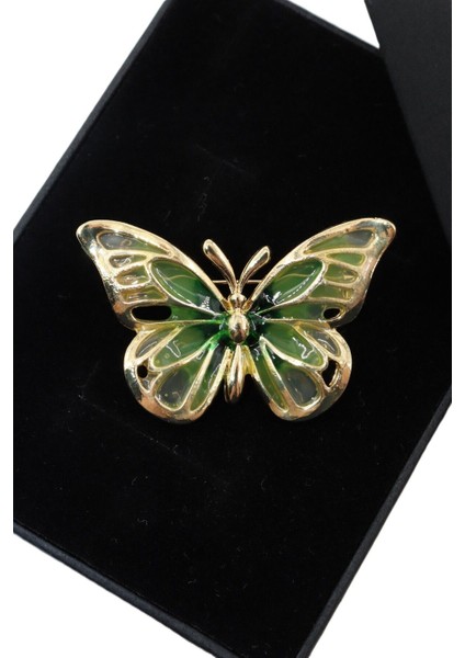 Yeşil Gold Kelebek Broş. Yaka Iğnesi Kelebekli Broş. Kadın Broş. Erkek Broş. Kelebek Broş.
