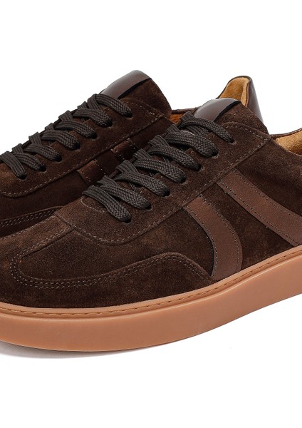 Kadın Kahverengi Bağcıklı Süet Deri Sneaker 25AFD370910
