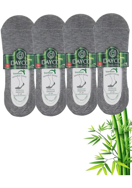 Erkek Bambu Premium Babet Çorap 4'lü Set Gri Melanj