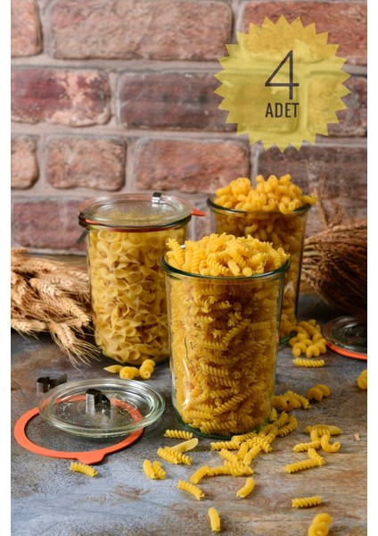 850 ml Cam Saklama Kavanoz Seti, 4'lü, Şık ve Dayanıklı, Modern Tasarım