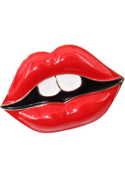 Red Lips Broş. Yaka Iğnesi Kırmızı Dudak Broş. Tasarım Dudak Broş. Kadın Broş. Dudak Broş.