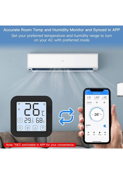 Tuya Destekli Akıllı Wifi Ir Klima Kontrolü Denetleyici Termostat LCD Ekran Sıcaklık Nem Sensörü indirimleri