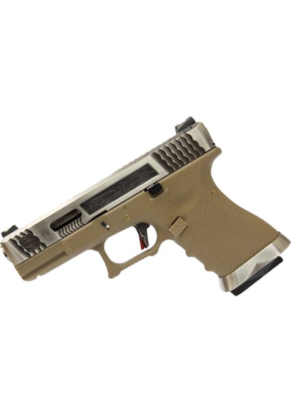 We Glock G19 T8 Gümüş Kızak & Namlu Tan Gövde Gbb Airsoft Tabanca fırsatları
