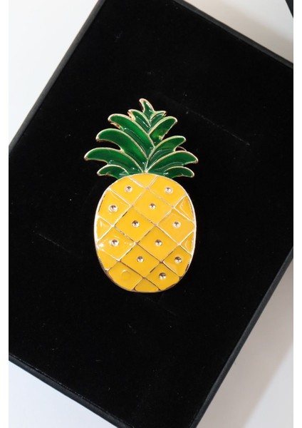 Kristal Taşlı Ananas Broş. Yaka Iğnesi Broş. Taşlı Broş. Kadın Broş. Erkek Broş. Broş. Ananas Broş.