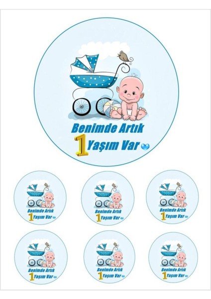 Bir Yaş Erkek Pirinç Kağıdından Yenilebilir Pasta Resmi 16 cm