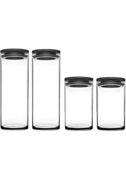 Vakumlu Cam Kavanoz Seti, 4'lü ve 2 Farklı Boy, Şık Gri ve Beyaz Renk Seçenekleri
