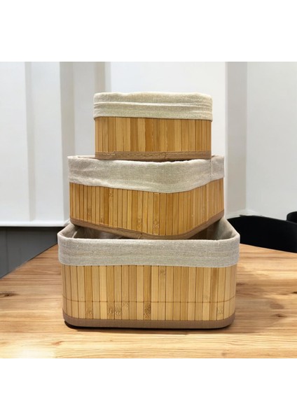 3’lü Bambu Kare,çok Amaçlı,düzenleyici Organizer,banyo,mutfak Sepeti fiyatları