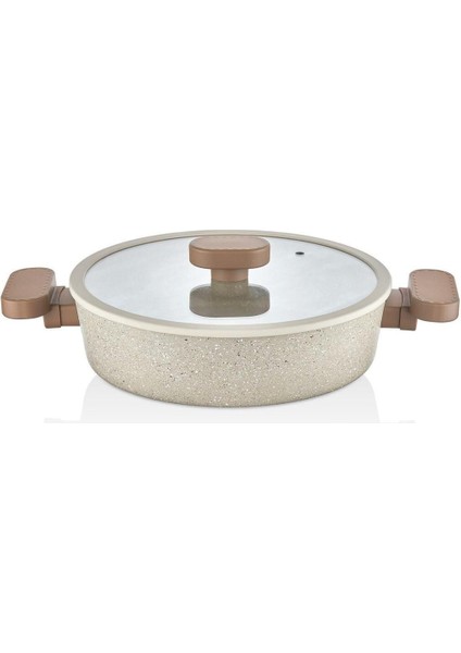 26 cm Silikon Kenarlı Cam Kapak, Granit Tencere Için Uygun ve Şık Tasarım