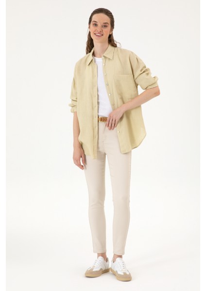 Kadın Açık Haki Gömlek Desenli 50299794-VR183 fırsatları