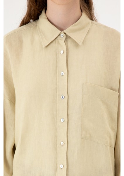 Kadın Açık Haki Gömlek Desenli 50299794-VR183