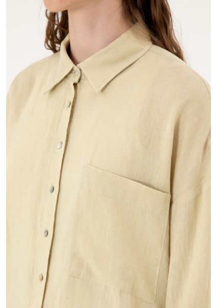 Kadın Açık Haki Gömlek Desenli 50299794-VR183