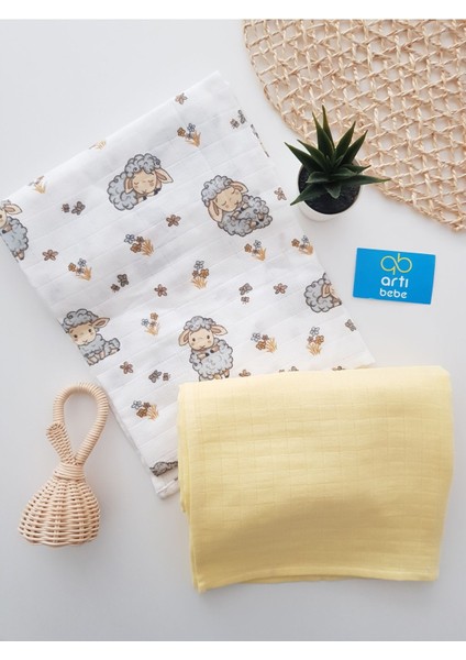 Yumuşak 2'li Pamuklu Müslin Örtü ve Battaniye, Bebek Kundak, Omuz Bezi, Emzirme Örtüsü fırsatları