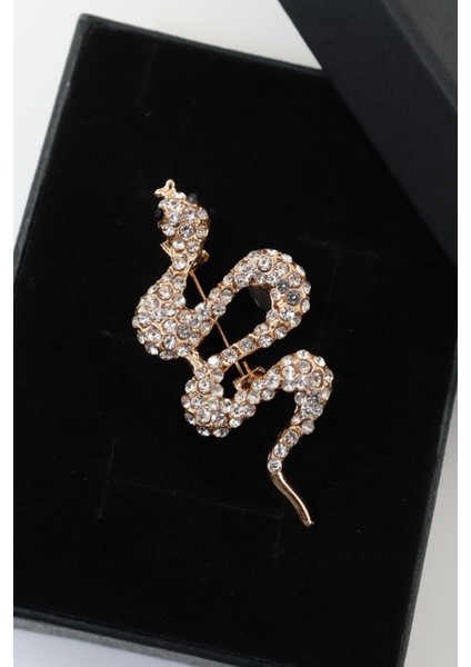 Gold Zirkon Taşlı Yılan Broş. Yaka Iğnesi Broş Taşlı Tasarım Broş. Unisex Broş. Broş. Yılan Broş. fiyatları