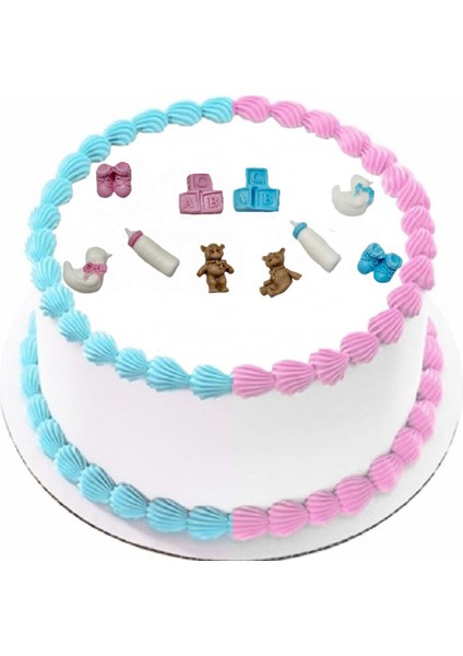 Şeker Hamurundan Kız Mı Erkek Mi Pasta Figürü Renk Ekrandaki Görsel Gelecek Pembe ve Mavi Renklerde