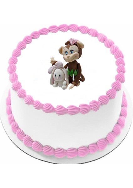 Şeker Hamurundan Pasta Tamamlayıcı Süs Maymun ve Tavşan Modeli Set