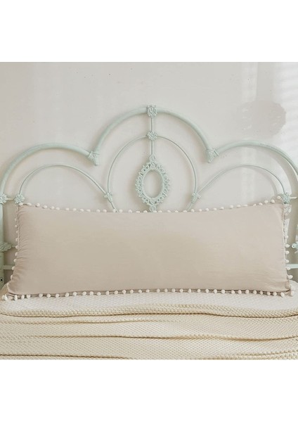 Bej Uzun Pamuklu Ponpon Detaylı Yastık Kılıfı 50X135 cm Ergonomik ve Rahat Kullanım indirimleri